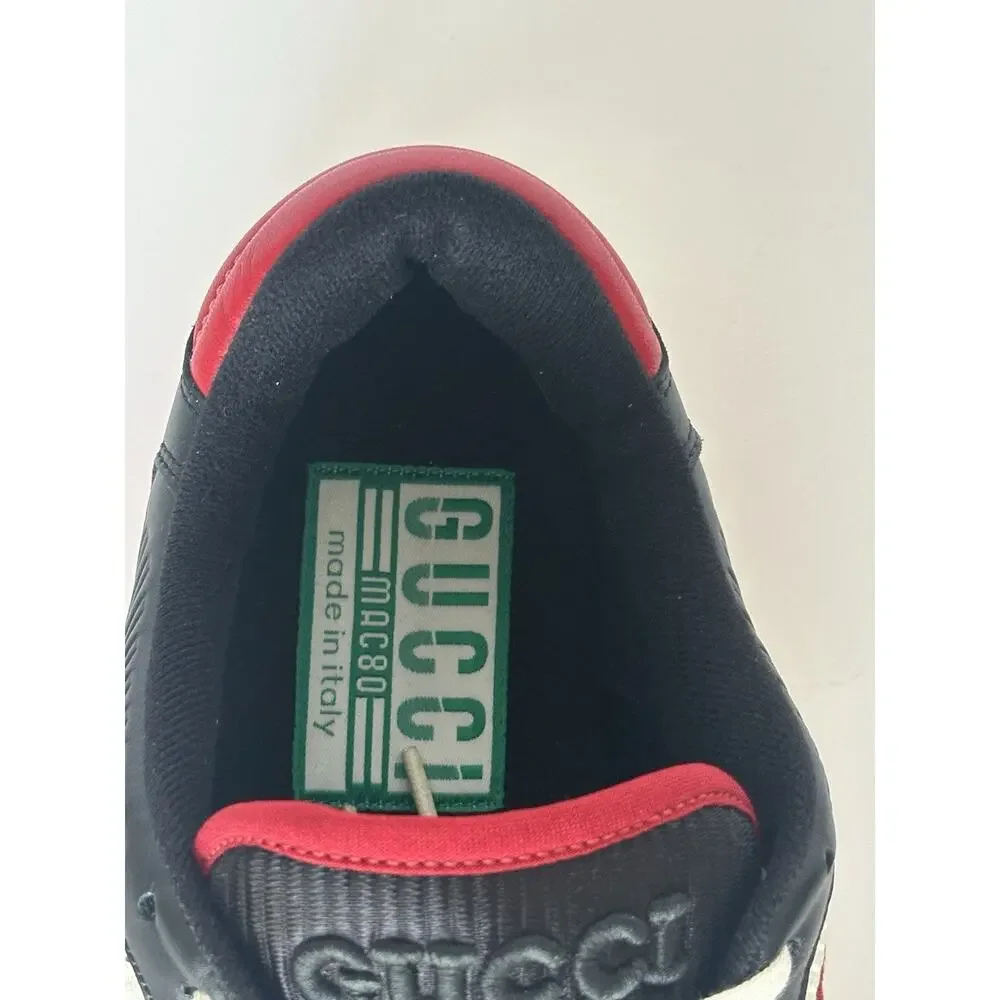 Gucci Dali Soft White/Black/Red Leather Sneakers 12.5 US (Gucci 12) 762611 NIB